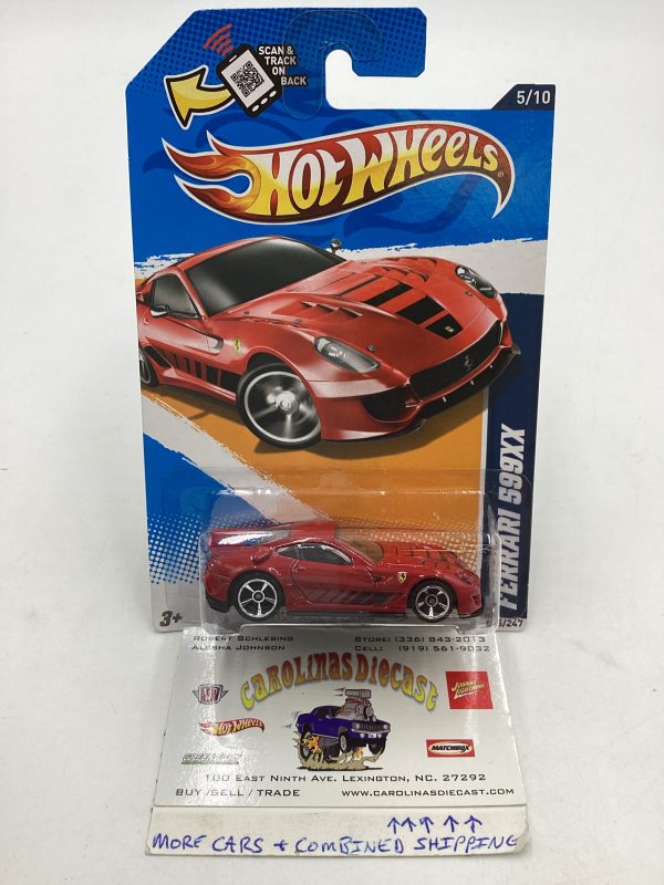 2012 Hot wheels #125 Red Ferrari 599XX with protector Hot on Sale