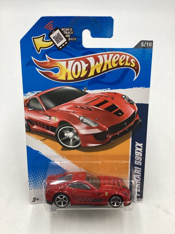 2012 Hot wheels #125 Red Ferrari 599XX with protector Hot on Sale