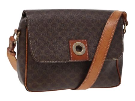 CELINE Macadam Canvas Shoulder Bag PVC Leather Brown yk14126 Supply