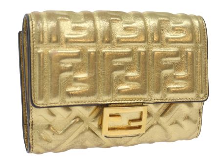 FENDI Zucca Canvas Mamma Wallet Gold  68984 For Sale