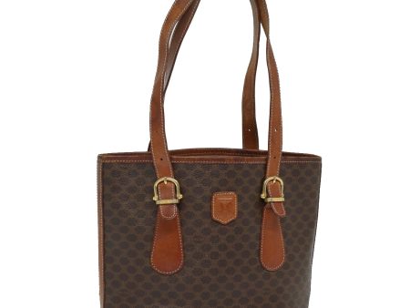 CELINE Macadam Canvas Tote Bag PVC Leather Brown mr371 Online now