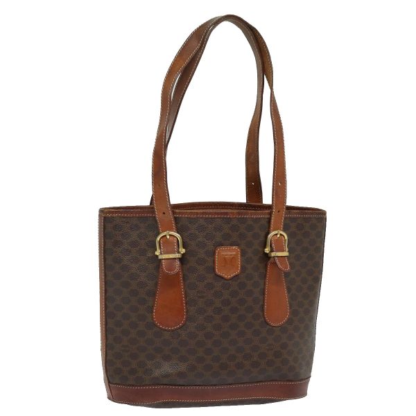 CELINE Macadam Canvas Tote Bag PVC Leather Brown mr371 Online now