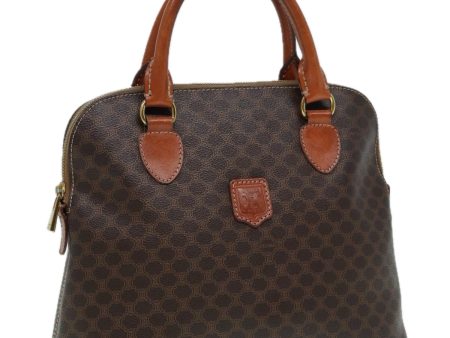 CELINE Macadam Canvas Hand Bag PVC Leather Brown Gold 87042 For Sale