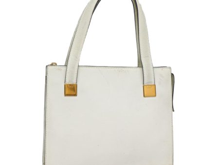 CELINE Hand Bag Leather White Gold 89113 Supply