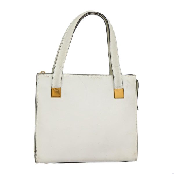 CELINE Hand Bag Leather White Gold 89113 Supply