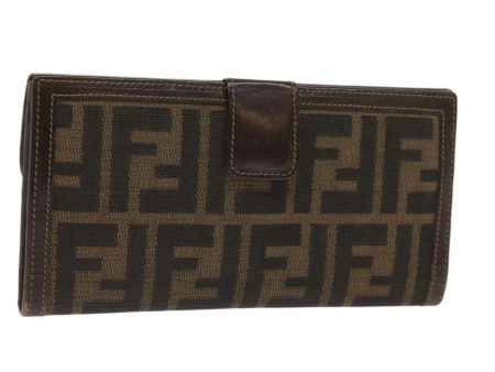 FENDI Zucca Canvas Long Wallet Black Brown  yk10582 Supply