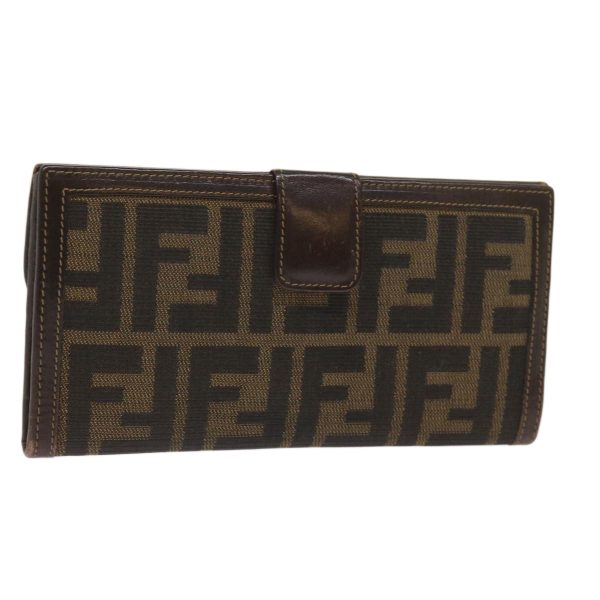 FENDI Zucca Canvas Long Wallet Black Brown  yk10582 Supply