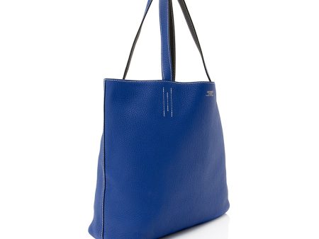 Hermes Clemence Leather Double Sens 45 Tote (SHF-20430) For Discount