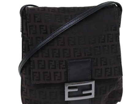 FENDI Zucchino Canvas Shoulder Bag Black  79112 Hot on Sale