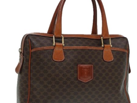 CELINE Macadam Canvas Hand Bag PVC Leather Brown Gold 87008 Cheap