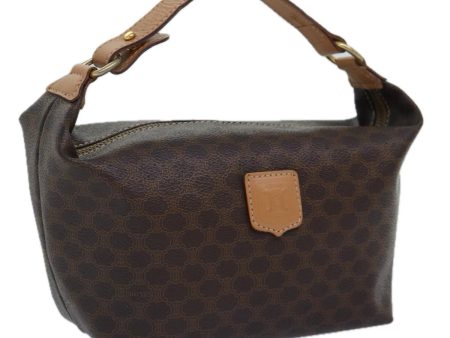 CELINE Macadam Canvas Hand Bag PVC Leather Brown Gold 87145A Hot on Sale