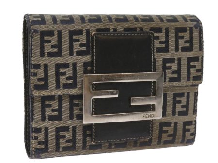 FENDI Zucchino Canvas Wallet Navy  69148 For Sale