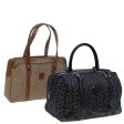 CELINE Macadam Canvas C Sulky Bag Canvas Leather 2Set Black Beige ar12253 Hot on Sale