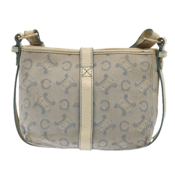 CELINE C Macadam Canvas Shoulder Bag Leather Light Blue White gold bs16956 Online now