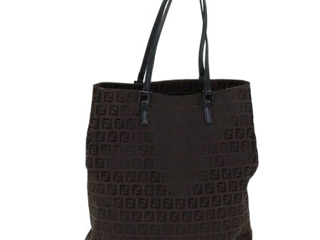 FENDI Zucchino Canvas Tote Bag Brown Black  76132 Hot on Sale