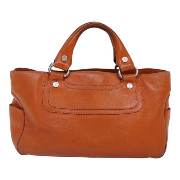 CELINE Hand Bag Leather Orange Silver hk1605 Sale