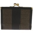 FENDI Pecan Canvas Wallet Black Brown  am5840 For Discount