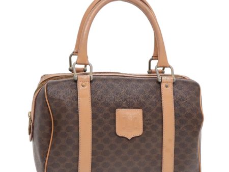 CELINE Macadam Canvas Hand Bag PVC Leather Brown 93554 Cheap