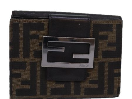 FENDI Zucca Canvas Wallet Black Brown  yk13745 Fashion