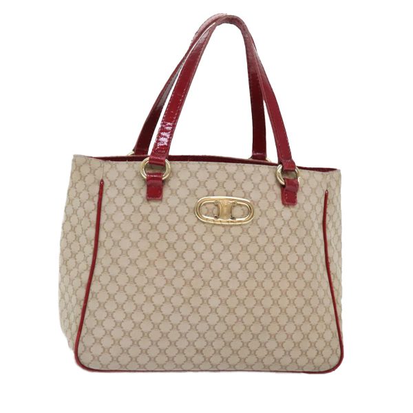 CELINE Macadam Canvas Hand Bag Beige Gold 88290 For Discount