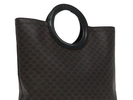 CELINE Macadam Canvas Hand Bag PVC Leather Black 96229 Cheap