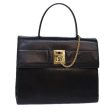 CELINE Hand Bag Leather Black Gold 85104 Sale