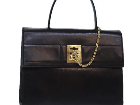 CELINE Hand Bag Leather Black Gold 85104 Sale