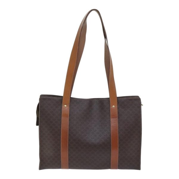 CELINE Macadam Canvas Tote Bag PVC Leather Brown Gold ki4928 Online now