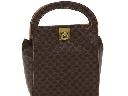 CELINE Macadam Canvas Hand Bag PVC Leather Brown Gold 86225 Hot on Sale