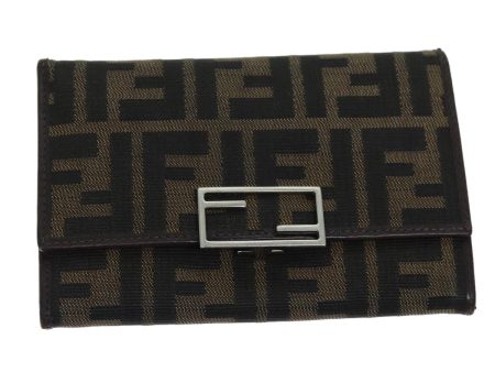 FENDI Zucca Canvas Wallet Black Brown  yk12033 on Sale