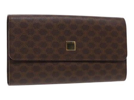 CELINE Macadam Canvas Long Wallet PVC Leather Gold Brown 94734 Cheap