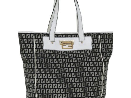 FENDI Zucchino Canvas Tote Bag Black  76206 Online