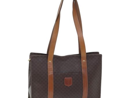 CELINE Macadam Canvas Tote Bag PVC Leather Brown Gold ki4928 Online now