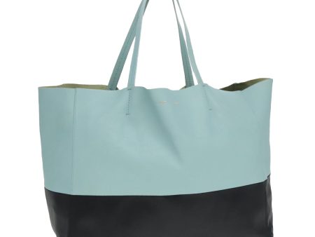 CELINE Cava Horizontal Tote Bag Leather Baby Blue Black Gold ep5974 Online Sale