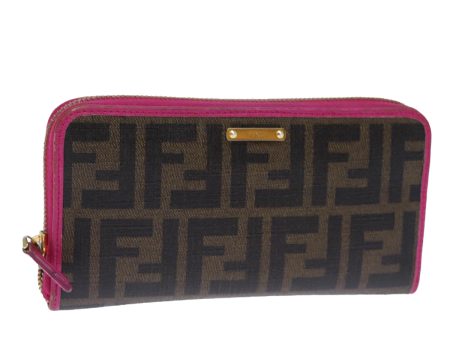 FENDI Zucca Canvas Long Wallet Black Brown  yk12323 For Sale