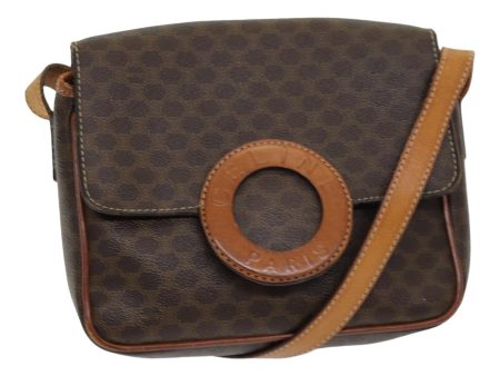 CELINE Macadam Canvas Shoulder Bag PVC Leather Brown Gold 85223 on Sale