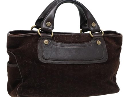 CELINE C Macadam Canvas Boogie bag Hand Bag Suede Leather Brown bs16955 Cheap