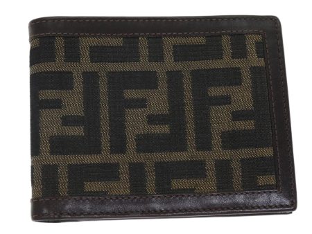 FENDI Zucca Canvas Wallet Black Brown  yk12540 Online now