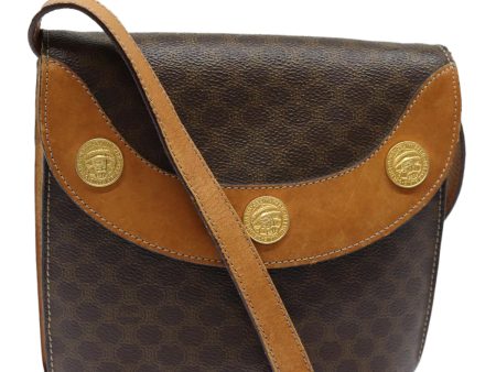 CELINE Macadam Canvas Shoulder Bag PVC Leather Brown Gold 85575 Sale