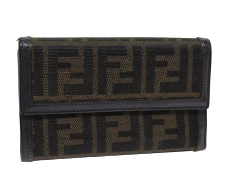 FENDI Zucca Canvas Wallet Black Brown  76700 Hot on Sale