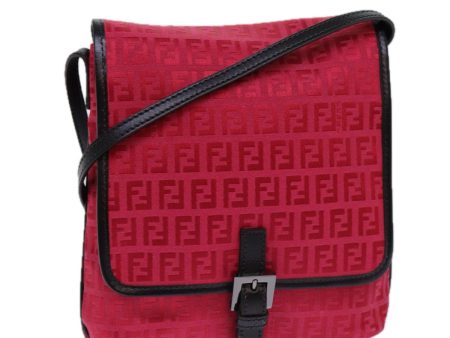 FENDI Zucchino Canvas Shoulder Bag Red 8BT052  82253 Supply