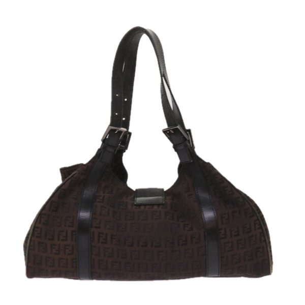 FENDI Zucchino Canvas Shoulder Bag Brown  ac2712 Online Hot Sale