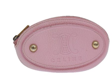 CELINE Coin Purse Leather Pink Gold ar12367 Online now