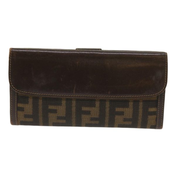 FENDI Zucca Canvas Long Wallet Black Brown  yk10582 Supply