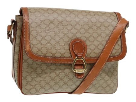 CELINE Macadam Canvas Shoulder Bag Beige 84756 For Sale