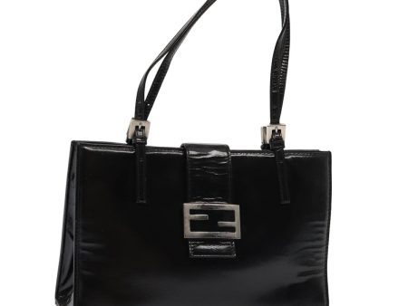 FENDI Hand Bag Enamel Black  79573 on Sale