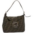 FENDI Zucchino Canvas Mamma Baguette Shoulder Bag Black Brown  ep3562 Discount