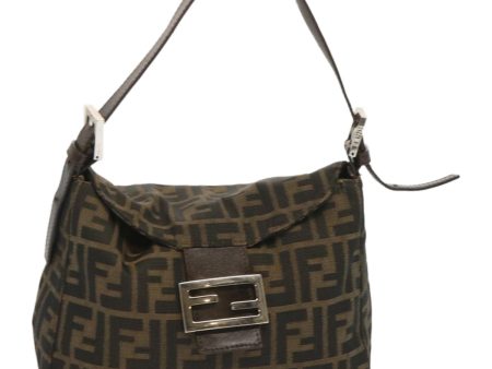 FENDI Zucchino Canvas Mamma Baguette Shoulder Bag Black Brown  ep3562 Discount