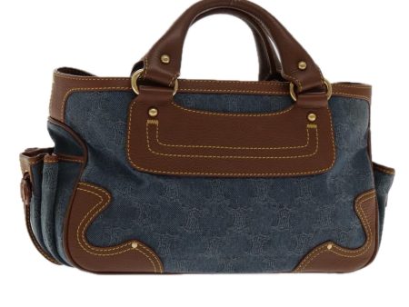 CELINE Macadam Canvas Boogie bag Hand Bag Blue Gold 94744 Cheap