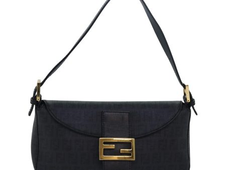 FENDI Zucchino Canvas Mamma Baguette Shoulder Bag Black  yk13228A Supply